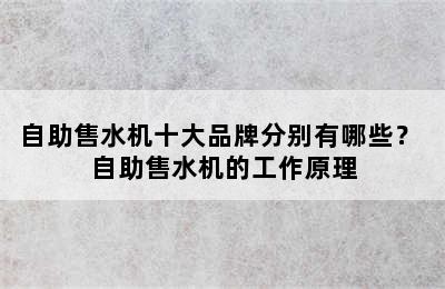 自助售水机十大品牌分别有哪些？ 自助售水机的工作原理